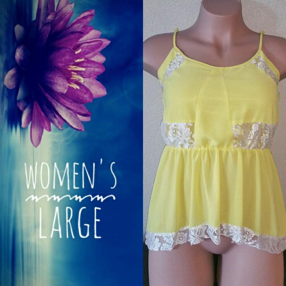 Women's Size Large Yellow Babydoll Blouse